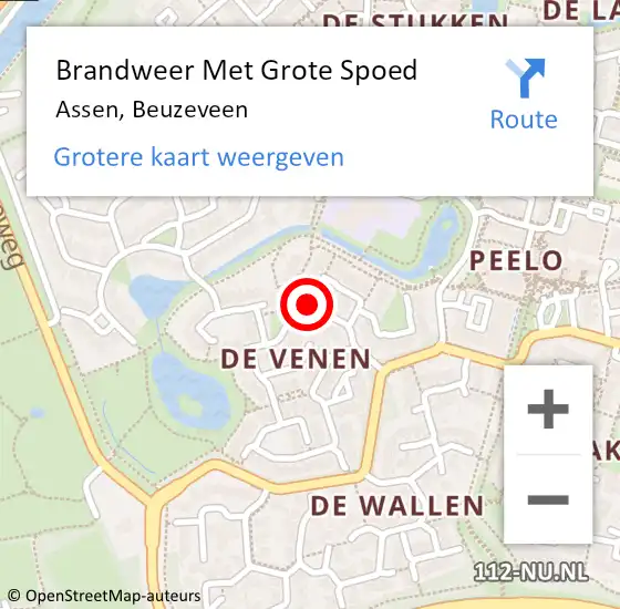 Locatie op kaart van de 112 melding: Brandweer Met Grote Spoed Naar Assen, Beuzeveen op 29 december 2018 15:22