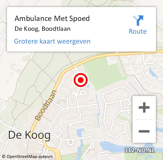Locatie op kaart van de 112 melding: Ambulance Met Spoed Naar De Koog, Boodtlaan op 29 december 2018 15:28