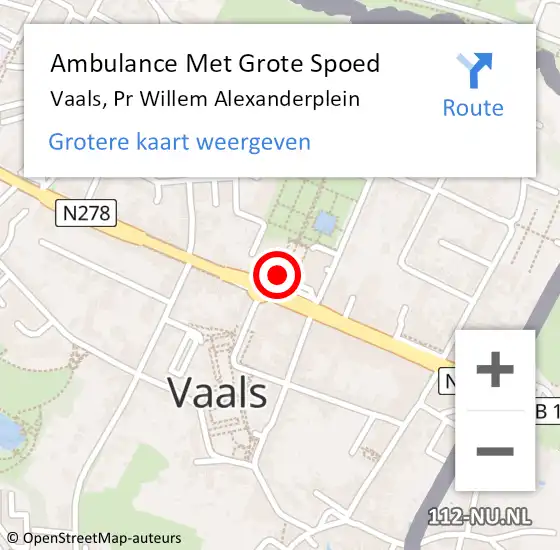 Locatie op kaart van de 112 melding: Ambulance Met Grote Spoed Naar Vaals, Pr Willem Alexanderplein op 29 december 2018 15:49