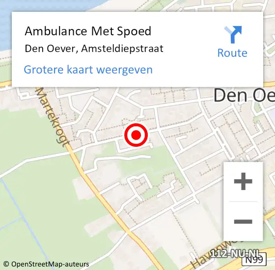Locatie op kaart van de 112 melding: Ambulance Met Spoed Naar Den Oever, Amsteldiepstraat op 29 december 2018 16:03