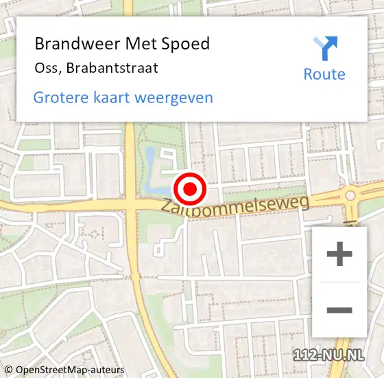 Locatie op kaart van de 112 melding: Brandweer Met Spoed Naar Oss, Brabantstraat op 29 december 2018 16:09