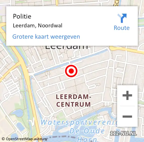 Locatie op kaart van de 112 melding: Politie Leerdam, Noordwal op 29 december 2018 17:10