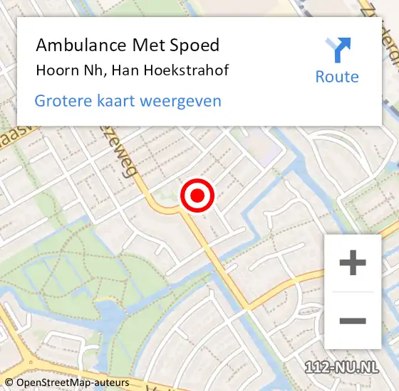 Locatie op kaart van de 112 melding: Ambulance Met Spoed Naar Hoorn Nh, Han Hoekstrahof op 29 december 2018 17:29