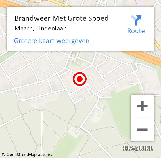 Locatie op kaart van de 112 melding: Brandweer Met Grote Spoed Naar Maarn, Lindenlaan op 29 december 2018 17:43