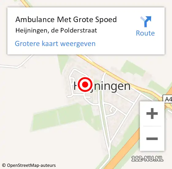Locatie op kaart van de 112 melding: Ambulance Met Grote Spoed Naar Heijningen, de Polderstraat op 29 december 2018 18:24