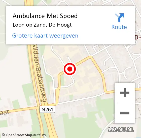 Locatie op kaart van de 112 melding: Ambulance Met Spoed Naar Loon op Zand, De Hoogt op 29 december 2018 19:55