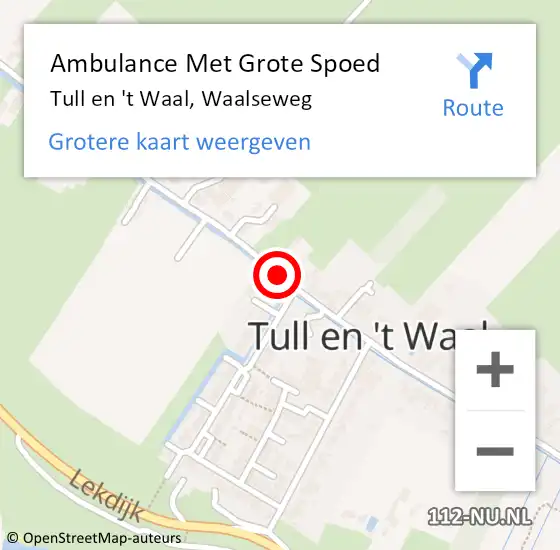 Locatie op kaart van de 112 melding: Ambulance Met Grote Spoed Naar Tull en 't Waal, Waalseweg op 19 maart 2014 06:17