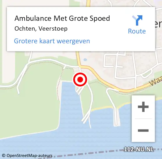 Locatie op kaart van de 112 melding: Ambulance Met Grote Spoed Naar Ochten, Veerstoep op 29 december 2018 22:48