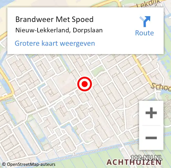 Locatie op kaart van de 112 melding: Brandweer Met Spoed Naar Nieuw-Lekkerland, Dorpslaan op 30 december 2018 00:09