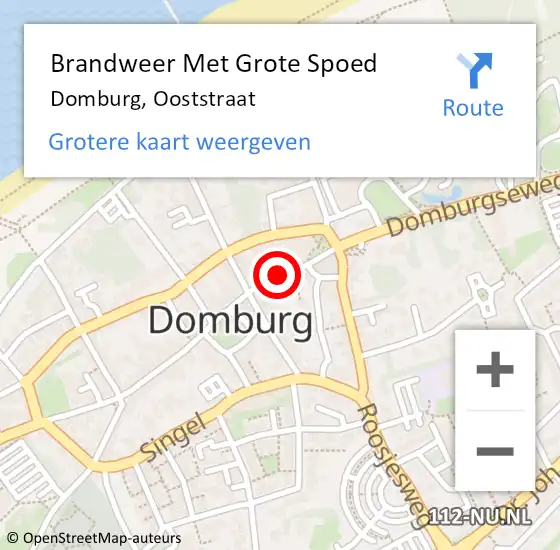 Locatie op kaart van de 112 melding: Brandweer Met Grote Spoed Naar Domburg, Ooststraat op 30 december 2018 01:00