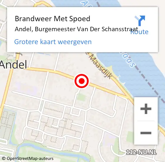 Locatie op kaart van de 112 melding: Brandweer Met Spoed Naar Andel, Burgemeester Van Der Schansstraat op 30 december 2018 01:19