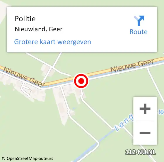 Locatie op kaart van de 112 melding: Politie Nieuwland, Geer op 30 december 2018 02:50