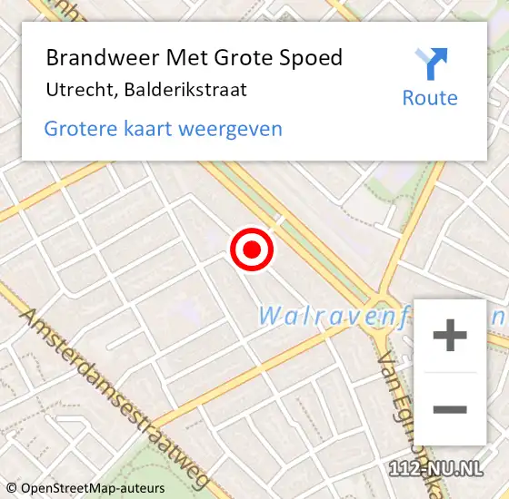 Locatie op kaart van de 112 melding: Brandweer Met Grote Spoed Naar Utrecht, Balderikstraat op 30 december 2018 03:36