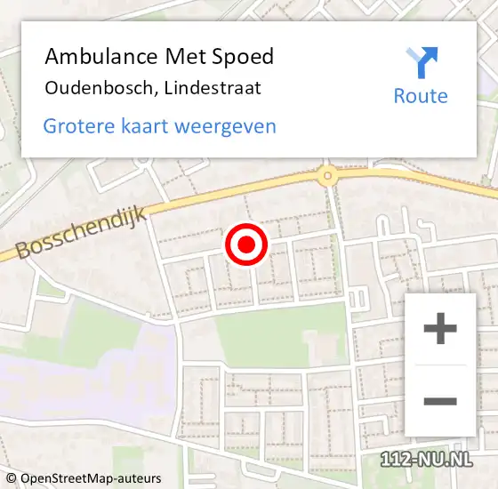 Locatie op kaart van de 112 melding: Ambulance Met Spoed Naar Oudenbosch, Lindestraat op 30 december 2018 05:46