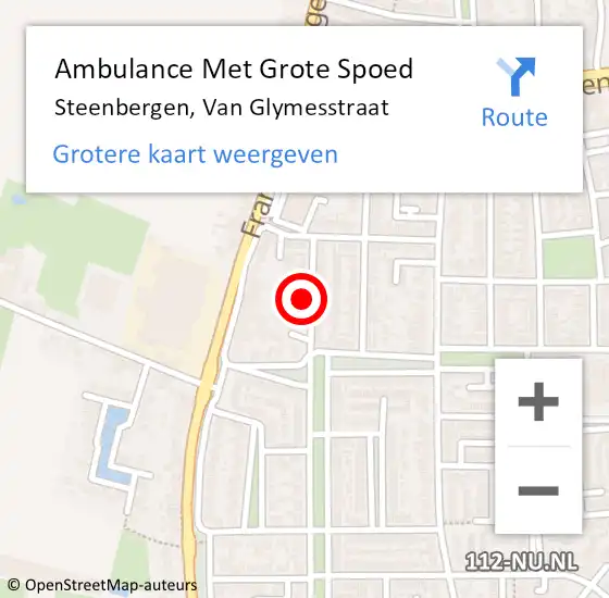 Locatie op kaart van de 112 melding: Ambulance Met Grote Spoed Naar Steenbergen, Van Glymesstraat op 30 december 2018 06:21