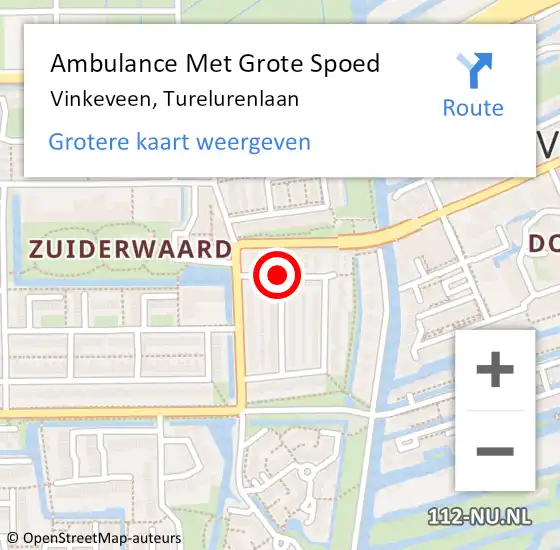 Locatie op kaart van de 112 melding: Ambulance Met Grote Spoed Naar Vinkeveen, Turelurenlaan op 30 december 2018 06:28