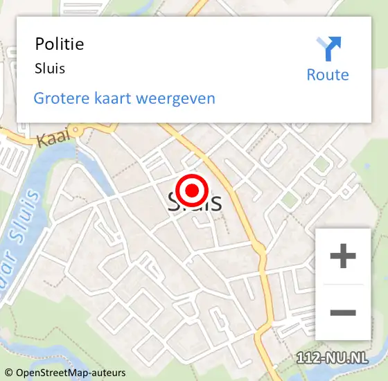 Locatie op kaart van de 112 melding: Politie Sluis op 30 december 2018 09:57