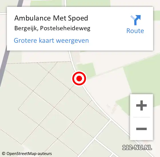 Locatie op kaart van de 112 melding: Ambulance Met Spoed Naar Bergeijk, Postelseheideweg op 30 december 2018 12:25