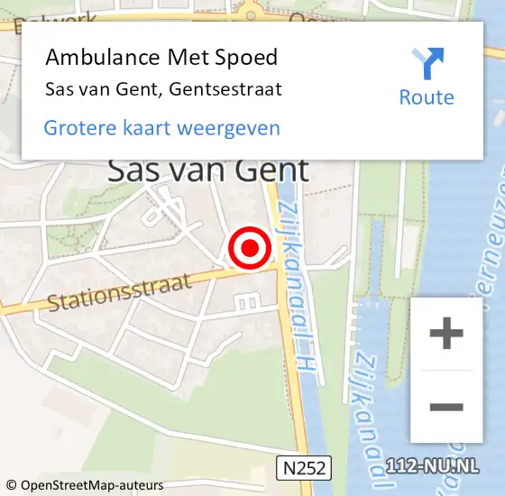 Locatie op kaart van de 112 melding: Ambulance Met Spoed Naar Sas van Gent, Gentsestraat op 30 december 2018 13:22