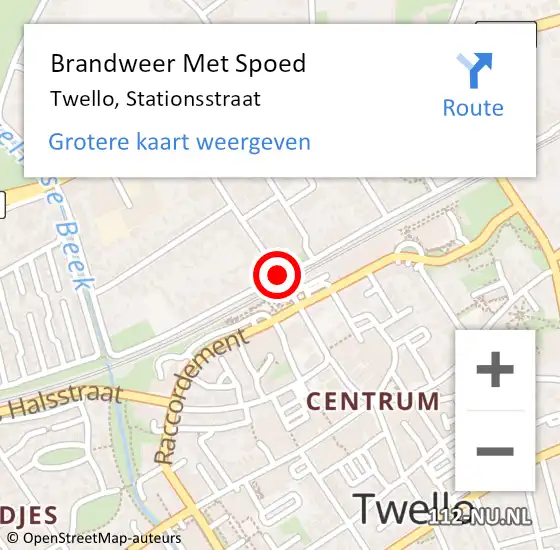 Locatie op kaart van de 112 melding: Brandweer Met Spoed Naar Twello, Stationsstraat op 30 december 2018 14:17