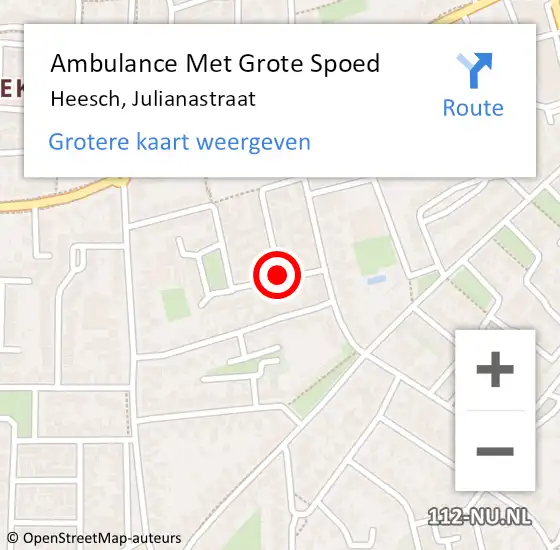 Locatie op kaart van de 112 melding: Ambulance Met Grote Spoed Naar Heesch, Julianastraat op 30 december 2018 14:23