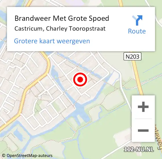 Locatie op kaart van de 112 melding: Brandweer Met Grote Spoed Naar Castricum, Charley Tooropstraat op 30 december 2018 14:42