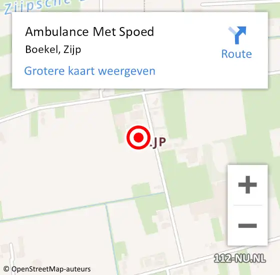 Locatie op kaart van de 112 melding: Ambulance Met Spoed Naar Boekel, Zijp op 30 december 2018 15:34