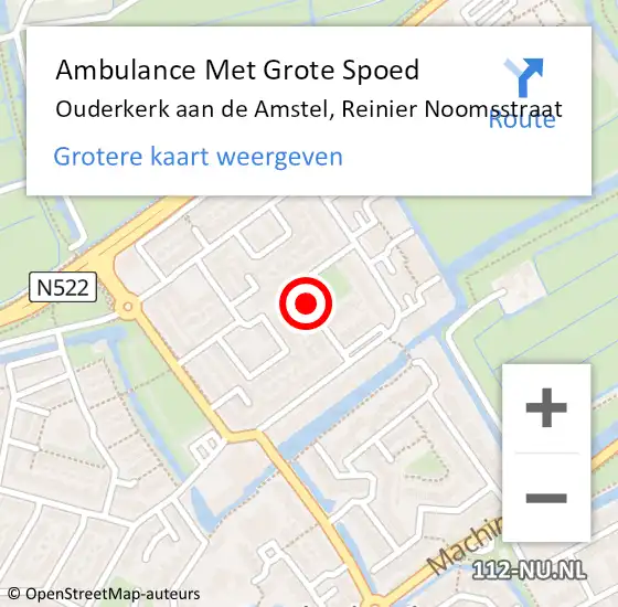 Locatie op kaart van de 112 melding: Ambulance Met Grote Spoed Naar Ouderkerk aan de Amstel, Reinier Noomsstraat op 30 december 2018 17:52