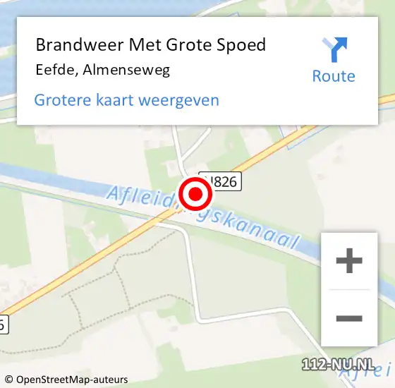 Locatie op kaart van de 112 melding: Brandweer Met Grote Spoed Naar Eefde, Almenseweg op 30 december 2018 18:35