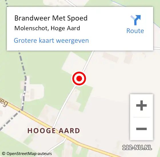 Locatie op kaart van de 112 melding: Brandweer Met Spoed Naar Molenschot, Hoge Aard op 30 december 2018 19:00