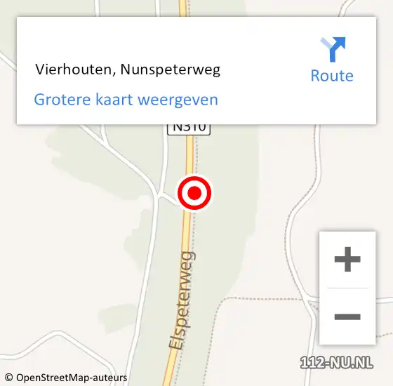 Locatie op kaart van de 112 melding:  Vierhouten, Nunspeterweg op 30 december 2018 19:12