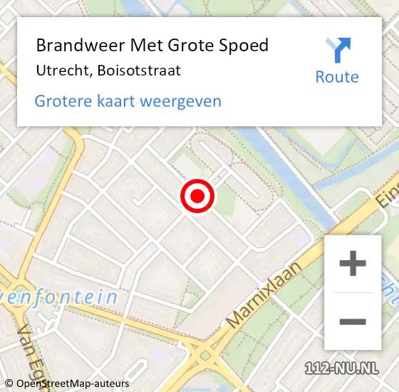 Locatie op kaart van de 112 melding: Brandweer Met Grote Spoed Naar Utrecht, Boisotstraat op 30 december 2018 20:55