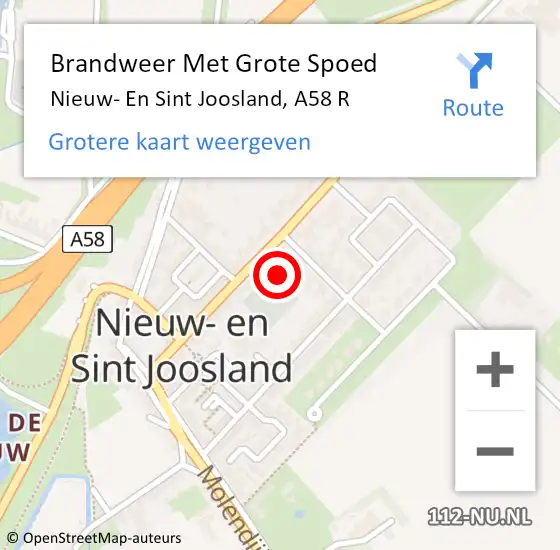 Locatie op kaart van de 112 melding: Brandweer Met Grote Spoed Naar Nieuw- En Sint Joosland, A58 R op 30 december 2018 22:17