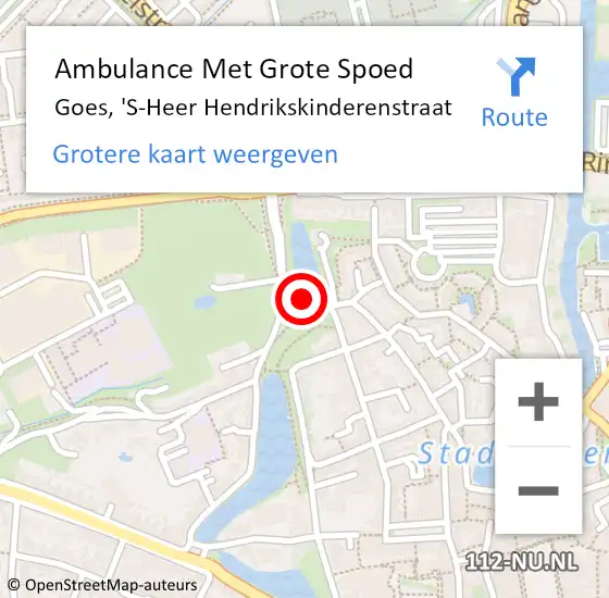 Locatie op kaart van de 112 melding: Ambulance Met Grote Spoed Naar Goes, 'S-Heer Hendrikskinderenstraat op 30 december 2018 22:40