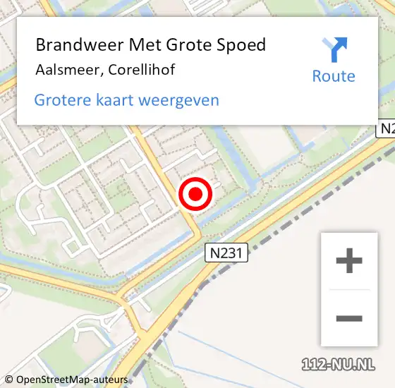 Locatie op kaart van de 112 melding: Brandweer Met Grote Spoed Naar Aalsmeer, Corellihof op 30 december 2018 22:44