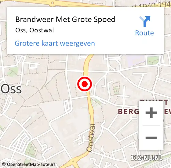 Locatie op kaart van de 112 melding: Brandweer Met Grote Spoed Naar Oss, Oostwal op 31 december 2018 01:25