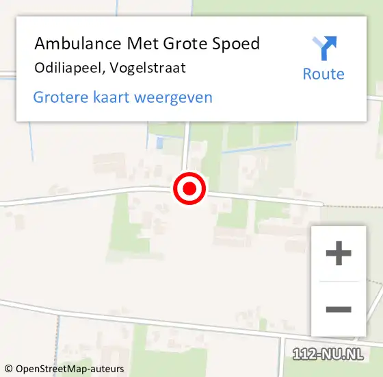 Locatie op kaart van de 112 melding: Ambulance Met Grote Spoed Naar Odiliapeel, Vogelstraat op 31 december 2018 05:01