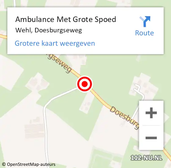 Locatie op kaart van de 112 melding: Ambulance Met Grote Spoed Naar Wehl, Doesburgseweg op 31 december 2018 07:45