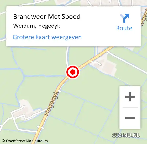 Locatie op kaart van de 112 melding: Brandweer Met Spoed Naar Weidum, Hegedyk op 31 december 2018 07:58