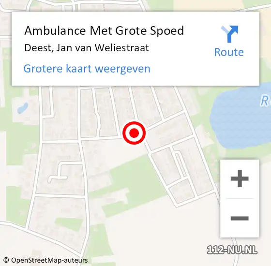 Locatie op kaart van de 112 melding: Ambulance Met Grote Spoed Naar Deest, Jan van Weliestraat op 31 december 2018 08:36