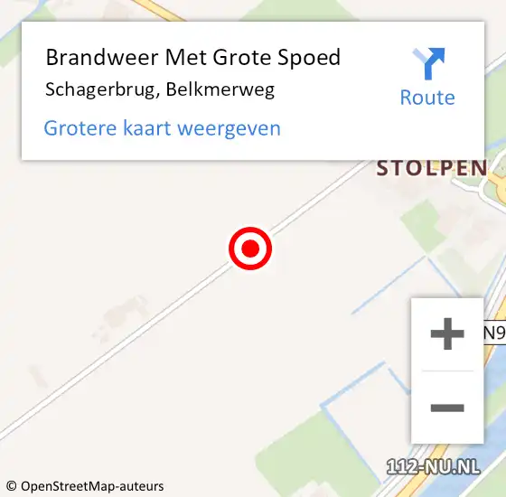 Locatie op kaart van de 112 melding: Brandweer Met Grote Spoed Naar Schagerbrug, Belkmerweg op 31 december 2018 08:53