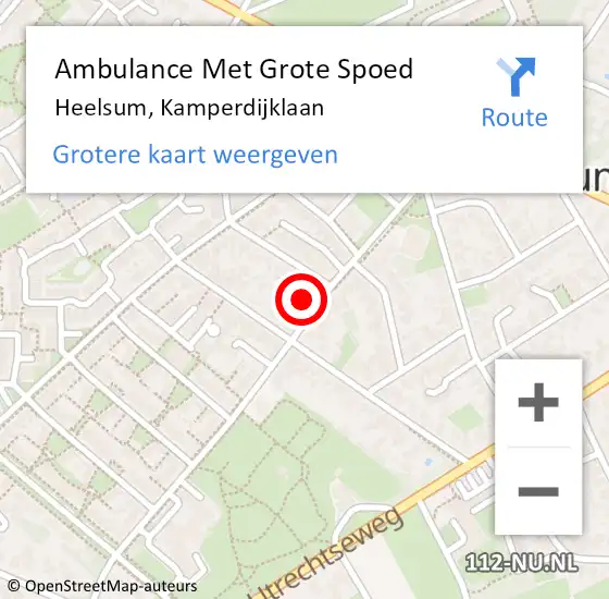 Locatie op kaart van de 112 melding: Ambulance Met Grote Spoed Naar Heelsum, Kamperdijklaan op 19 maart 2014 09:28