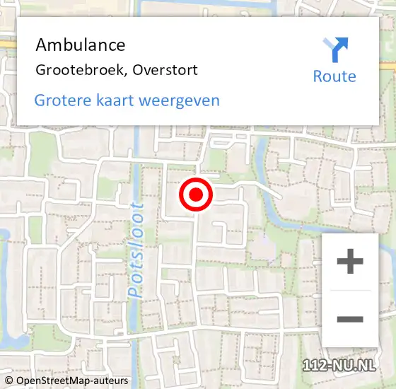 Locatie op kaart van de 112 melding: Ambulance Grootebroek, Overstort op 31 december 2018 11:08