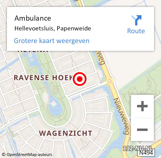 Locatie op kaart van de 112 melding: Ambulance Hellevoetsluis, Papenweide op 31 december 2018 12:22