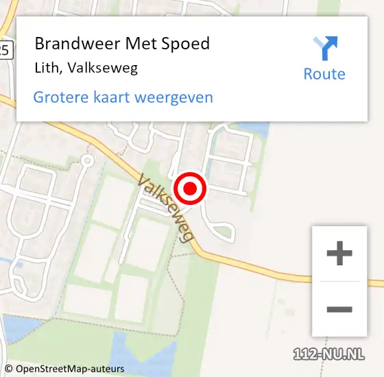 Locatie op kaart van de 112 melding: Brandweer Met Spoed Naar Lith, Valkseweg op 31 december 2018 12:36