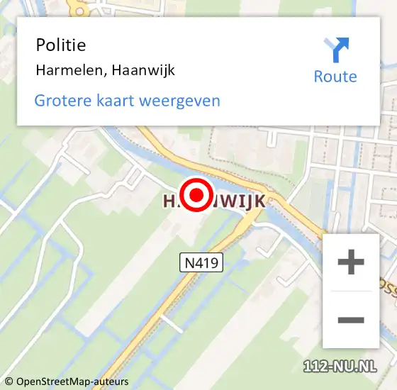 Locatie op kaart van de 112 melding: Politie Harmelen, Haanwijk op 31 december 2018 12:48