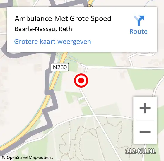 Locatie op kaart van de 112 melding: Ambulance Met Grote Spoed Naar Baarle-Nassau, Reth op 31 december 2018 12:52