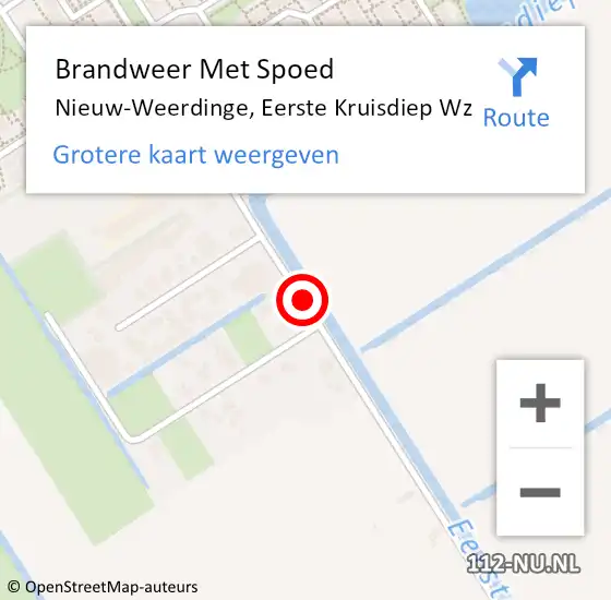 Locatie op kaart van de 112 melding: Brandweer Met Spoed Naar Nieuw-Weerdinge, Eerste Kruisdiep Wz op 31 december 2018 13:14