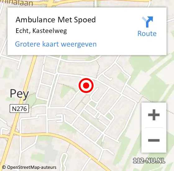 Locatie op kaart van de 112 melding: Ambulance Met Spoed Naar Echt, Kasteelweg op 31 december 2018 13:26