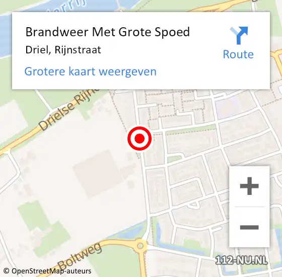 Locatie op kaart van de 112 melding: Brandweer Met Grote Spoed Naar Driel, Rijnstraat op 31 december 2018 14:11